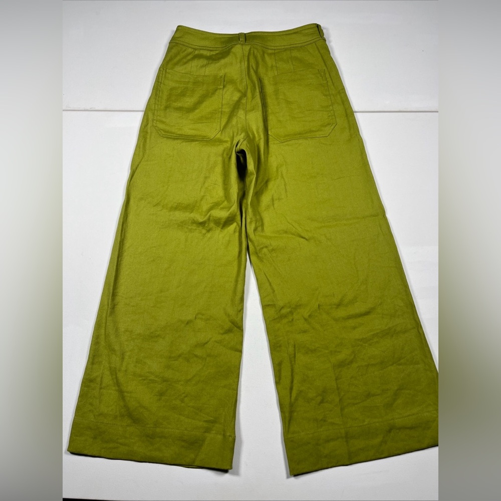 Maeve Pants The Colette Wide Leg Crop Linen Blend Yellow Green Casual Work Sz 27 - Picture 11 of 15